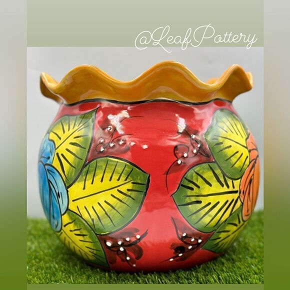 Betty Talavera Handmade Multi Colored Ceramic Planter Pot - Picture 2 of 10